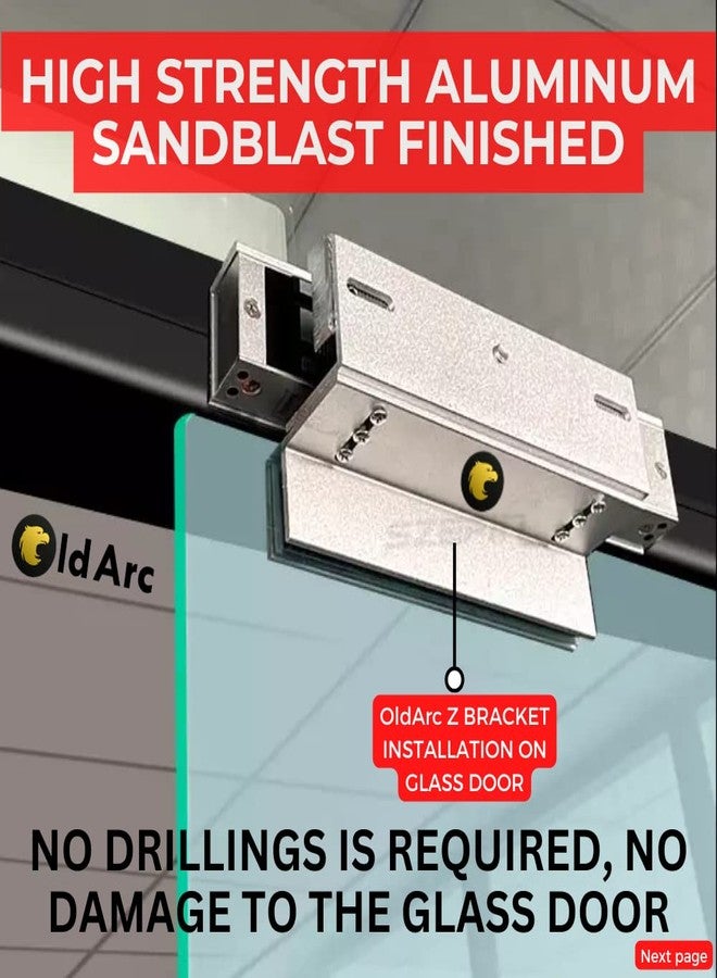 OldArc Z Bracket for 600lbs EM Lock, Suitable with Inward Opening Door, Silver Polished Finish,for in-Swing Door, ZL Bracket, High Strength, for Glass/Aluminium/Wooden Doors, Access Control - Image 5